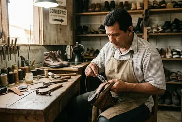 Profissional consertando o zíper de uma bota em Breves.
